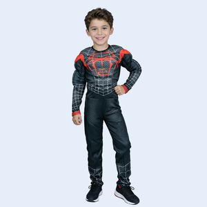 Hongtao Miles Spider Muscle Suit Kids Halloween Costume Black Red Boys <b>Performance</b> <b>Wear</b> Stage Outfit Size L - Product Image 3