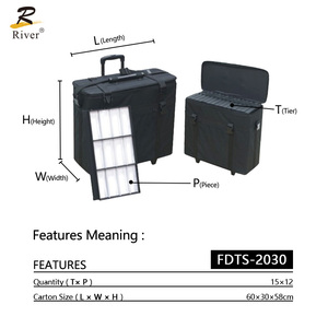 Brillenkoffer mit Großer Kapazität für 180 Fassungen mit 12 Brillen-Präsentationstabletts FDTS-2030 Aufbewahrungsbox für Brillengestelle mit Ziehgriff - Product Image 4