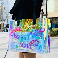 Sac fourre-tout en PVC holographique écologique de haute qualité avec impression de logo personnalisée en gros