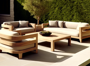 Sofá de Madera de Teca Moderno para Patio, Sofá de Jardín de Madera de Teca para Exteriores - Product Image 4