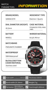 <span class=keywords><strong>Montres</strong></span> à quartz électroniques pour hommes SANDA 3370, élégantes, lumineuses, étanches, remises en gros disponibles, peuvent être utilisées comme cadeau - Product Image 5