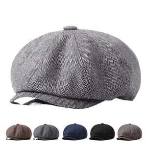 Venta al por mayor de fábrica: Sombrero octogonal estilo inglés para hombre <span class=keywords><strong>y</strong></span> mujer, gorra de béisbol con rayas, protección solar, para primavera <span class=keywords><strong>y</strong></span> otoño, informal para playa. - Product Image 1