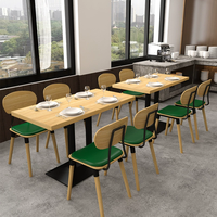 Chaise de salle à manger classique en bois avec pieds en bois, panneau en contreplaqué, ensemble table et chaises de restaurant