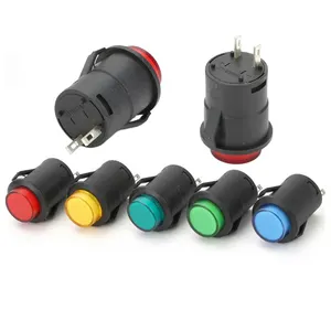 12V anahtarı yuvarlak işıklı buton 16MM anahtarı DC Led mandallama veya anlık anahtarı 3 / 12 / 24 110 220 Volt Push Button