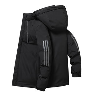 Jaket atletik kasual tahan angin pria, pakaian olahraga ritsleting warna polos dalam ukuran XL berpola bergaris 2024 - Product Image 1