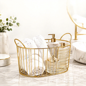 Metal Wire Gold Plated <b>Storage</b> Basket for Kitchen Home Decorative Fruit <b>Vegetable</b> Organizer Multipurpose Countertop <b>Storage</b> <b>Rack</b> - Product Image 2