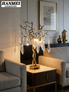 Minimalist Style Modern Luxury Copper Table Unique <b>Tree</b> Branch Design With Crystal for Living Room Home Decor HM-GG-6001TA-3 - Product Image 4