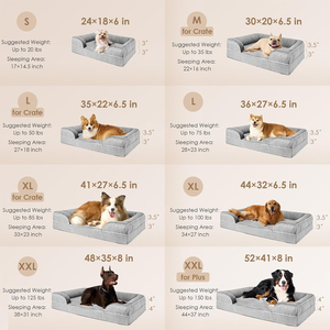 Lit orthopédique pour chien en mousse à mémoire de forme, rectangulaire, classique, minimaliste, personnalisé en usine, avec coussin en lin moderne anti-stress pour chat, emballé en carton - Product Image 2