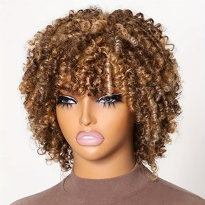 Rauw Maagdelijk Haar Bob Korte Krul Haar Pruiken <span class=keywords><strong>Pixie</strong></span> Gesneden 100% Braziliaanse Menselijk Haar Pruiken Glueless Machines Maken Pruiken Voor Zwarte Vrouwen - Product Image 1