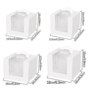 Boîte pliable carrée portable pour emballage alimentaire avec poignée et fenêtre pour anniversaire, mariage, Noël - Matériaux recyclés, tailles et couleurs personnalisées - Product Image 3