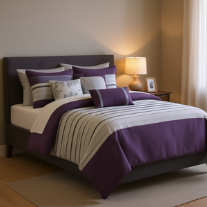 Set Copripiumino Moderno a Righe 7 Pezzi in Microfibra con Imbottitura in Poliestere Lavabile in Lavatrice per Casa e Camera da Letto - Product Image 2