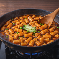 Qualité garantie, best-seller, option non piquante, Jjajang Tteokbokki, gâteau de riz aux haricots noirs à cinq trous pour les palais délicats