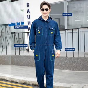 Tuta da Lavoro in Denim di Cotone Traspirante per Uomo e <span class=keywords><strong>Donna</strong></span>, Resistente all'Usura e allo Sporco, per Protezione del Lavoro e Saldatori - Product Image 3