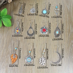 Boucles d'oreilles pendantes bohèmes en alliage, plaqué argent antique, forme goutte d'eau, bijoux fantaisie pour femme, ensemble de boucles d'oreilles pendantes pour soirée - Product Image 4