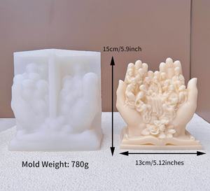 DM863 Große Jesus Familie DIY Silikon Kerzen form Harz Handform für Velas Zement Beton Gips Gips herstellung - Product Image 5