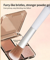Kuas Rias Wajah Portable Lembut Warna Putih untuk Highlighter, Foundation, Blush On, Eyeshadow, Eyeliner, Label Pribadi