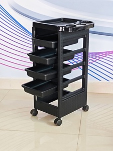 Mobile Black Salon Trolley Quality Furniture Equipment Cart Beauty Use <b>Plastic</b> PP Materials Home With 4 <b>Wheels</b> T22 Material Eco- - Product Image 2