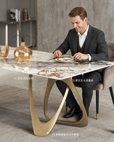 Ensemble de table à manger contemporaine haut de gamme, plateau en pierre brillante extensible avec 6 chaises, mobilier moderne pour la maison, Fujian DT CC 1124