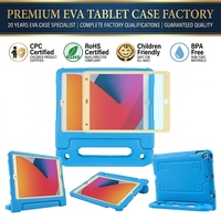 Étui pour iPad Air 10.9 HGD Kids avec protection d'écran intégrée, coque antichoc intégrale avec support (bleu), plastique avec poignée et support