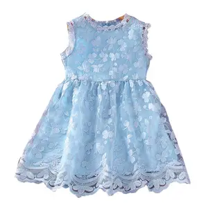 Children Wear 2022 New Sweet Summer Frock Korean Solid Color Sleeveless Butterfly Embroidery Skirt Lace Dress for Girls