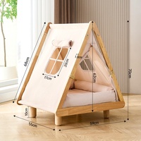 Tente-lit pour chat d'intérieur avec coussin en coton lavable et housse amovible pour un repos chaud, doux et confortable
