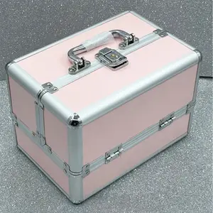 Portable Jewelry Cosmetic Organizer Case With Trays And Drawer