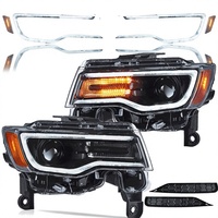 Ensemble de phares de voiture VLAND compatible avec JEEP Grand Cherokee WK2 4ème génération 2014-2021, réflecteur ambre/transparent, paire (réflecteur ambre)