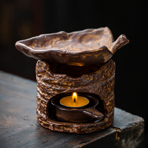 Retro Creative Tree Bark Spring Ceramic Sandalwood Anti-Odour Essential <b>Oil</b> Diffuser Spa <b>Lamp</b> Hand-made Heating Device - Product Image 1
