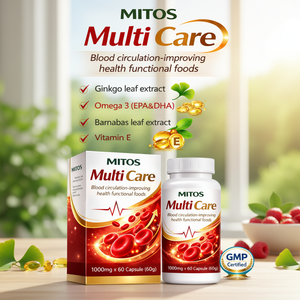 Capsules Mitos Flex pour la circulation sanguine avec Oméga 3, Ginkgo Biloba, Vitamine E pour adultes, santé cardiaque, OEM/ODM 60g - Product Image 3