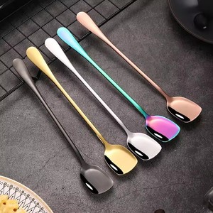 Cuillères longues lavables au lave-vaisselle pour cocktails et desserts Pelle polie Cuillère à remuer Cuillère à crème glacée en acier inoxydable - Product Image 4