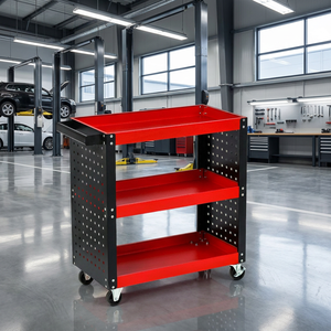 Carrito de Utilidad Rodante Económico de Bajo Costo, Carrito de Herramientas de Acero de 3 Niveles con Ganchos Laterales, Carrito de Almacenamiento para Taller, OEM ODM - Product Image 2