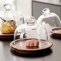 Assiettes à collation et à pâtisserie miniatures avec couvercle en verre transparent-Plateaux à mousse et assiettes à gâteaux pour présentoir à dessert élégant