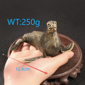 アンティークスタイル真鍮アシカオーナメント海洋生物モデル展示イルカ工芸品ギフト & 収集品 - Product Image 2