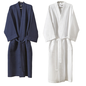 Custom Logo Unisex Waffle Bathrobe 100% Cotton Hotel Spa Robe Super Soft Absorbent Quick Dry For Men And Women