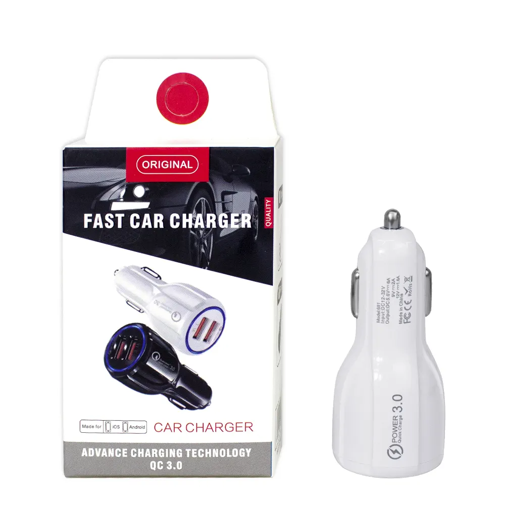 Universal QC3.0 Dual USB fast charging car charger 5v/6a mini usb automatic car charger