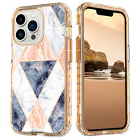 Étuis de téléphone portable en marbre 3 en 1 avec protection antichoc pour iPhone 16/15 Pro Max/14Pro Max/13Pro Max/12Pro Max