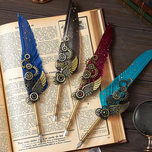 Bview Art – ensemble stylo et <span class=keywords><strong>encre</strong></span> en plumes d'oie naturelles rétro, ensemble de cire à tremper dans l'eau - Product Image 3