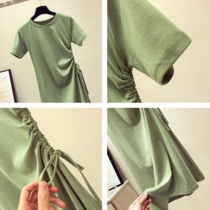 Nuovi Arrivi Moda Estiva <span class=keywords><strong>Abbigliamento</strong></span> Casual per Adulti Tinta Unita con Coulisse <span class=keywords><strong>Abbigliamento</strong></span> Femminile all'Ingrosso Eleganti Abiti T-Shirt da <span class=keywords><strong>Donna</strong></span> - Product Image 3