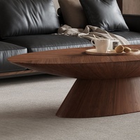 Table basse minimaliste italienne, style moderne et simple du milieu du siècle, luxe léger, petit espace, meubles en bois de noyer, table à thé ovale