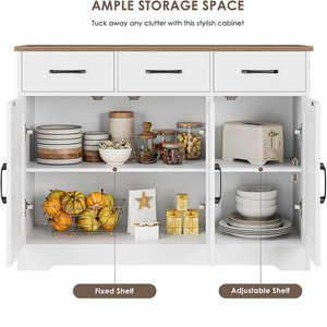 Buffet de salon moderne avec 4 compartiments et 3 tiroirs-Rangement maison pour le <span class=keywords><strong>vin</strong></span> et le thé - Product Image 4