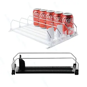 Simple Houseware Soda Can Organizer for Refrigerator/Pantry, Clear, Set of 4, Size: Large