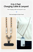 Câble de données tressé multicolore CC CL 60W PD à charge rapide avec lanière de transport pour smartphone, 0,3M 1,2M, vente en gros