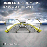 3040 Kacamata Optik Bingkai Logam Fashion Unisex Klasik Warna-warni Laris Manis dengan Engsel Pegas Model Netral Merek PF3040