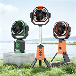 Ventilateur solaire électrique portable d'extérieur avec moteur sans balais, télécommande, conception rétractable, rotation à 360°, lumière LED et batterie intégrée - Product Image 1