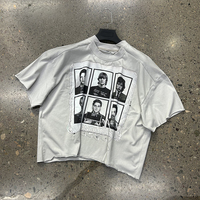 T-shirt pour homme à col double, streetwear créatif, vente en gros, coton de haute qualité, manches courtes, imprimé tendance