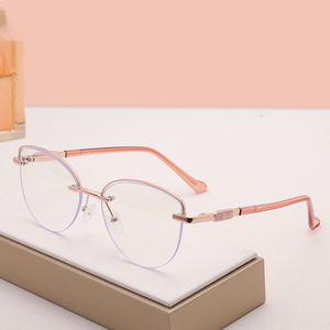 Nouvelles <span class=keywords><strong>lunettes</strong></span> pour femmes à monture demi-cerclée ovale, verres plats, anti-lumière bleue, <span class=keywords><strong>lunettes</strong></span> optiques pour myopie, monture en métal, <span class=keywords><strong>lunettes</strong></span> de prescription pour femmes - Product Image 1