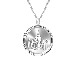 Religious churches silver glass locket for men women stainless steel photo locket necklace custom