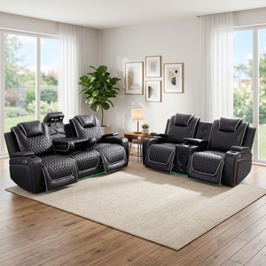 Canapé de <span class=keywords><strong>cinéma</strong></span> électrique en cuir véritable noir de luxe, meubles de salon, fauteuils inclinables pour home <span class=keywords><strong>cinéma</strong></span> avec haut-parleurs - Product Image 2