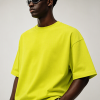 T-shirt décontracté homme printemps/été 2022, coupe ample, manches courtes, couleur unie, tissu tricoté 100 % coton épais, anti-boulochage