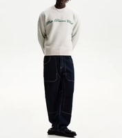 Pull en tricot jacquard à col rond à manches longues en coton 100% avec logo personnalisé, décontracté et surdimensionné, pour hommes